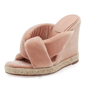 CHLOÉ Velvet Nori Wedge Espadrilles Anemone Pink Size 6 / 36